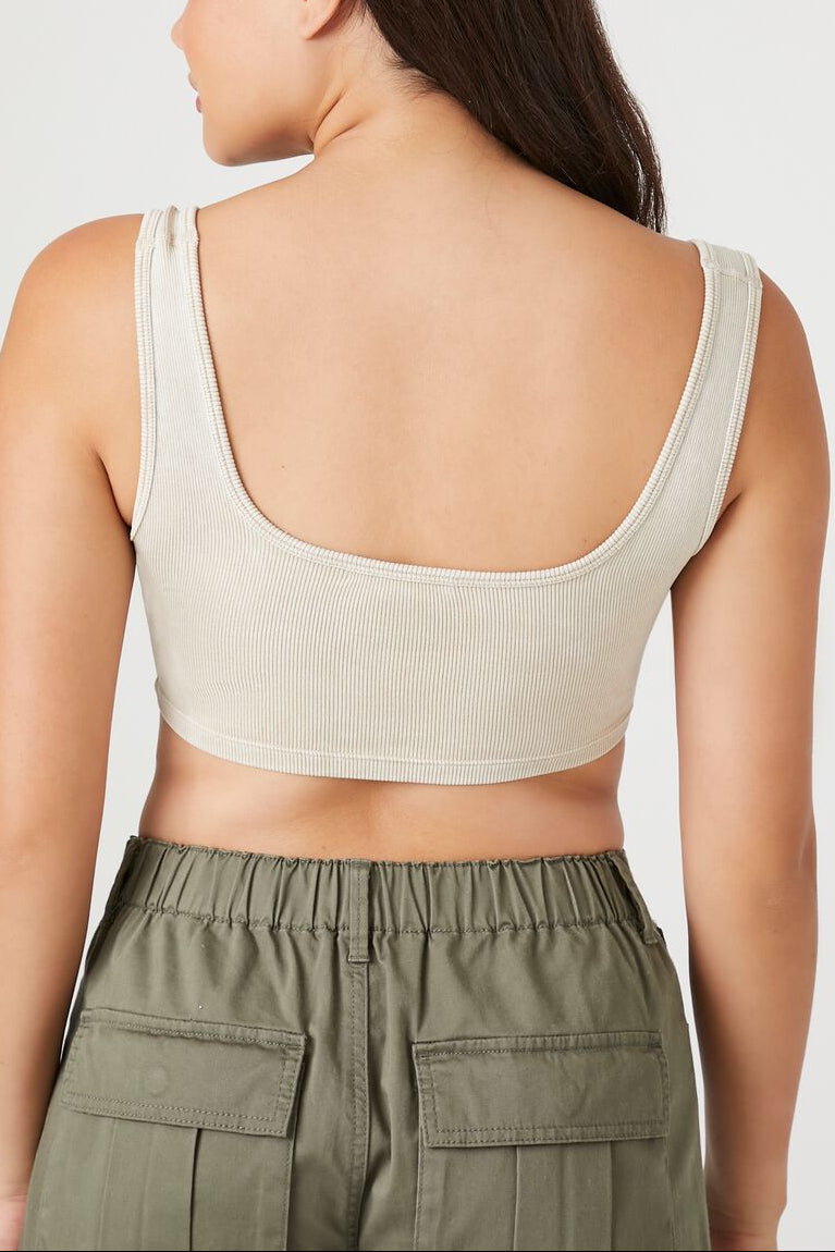  Forever 21 Seamless Ribbed V-Hem Tank Top - black - Bonton