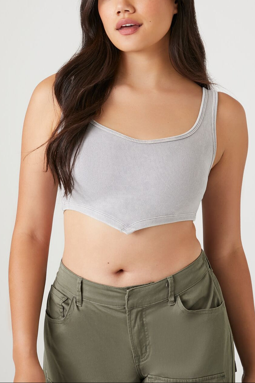  Forever 21 Seamless Ribbed V-Hem Tank Top - black - Bonton