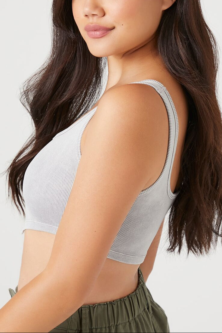  Forever 21 Seamless Ribbed V-Hem Tank Top - black - Bonton