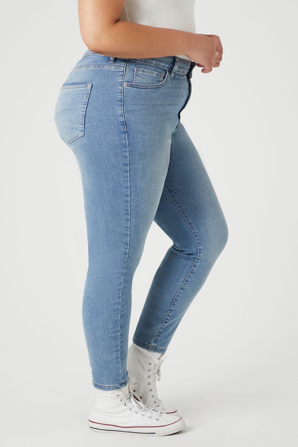  Forever 21 Plus Size Skinny High-Rise Jeans - medium-denim - Bonton