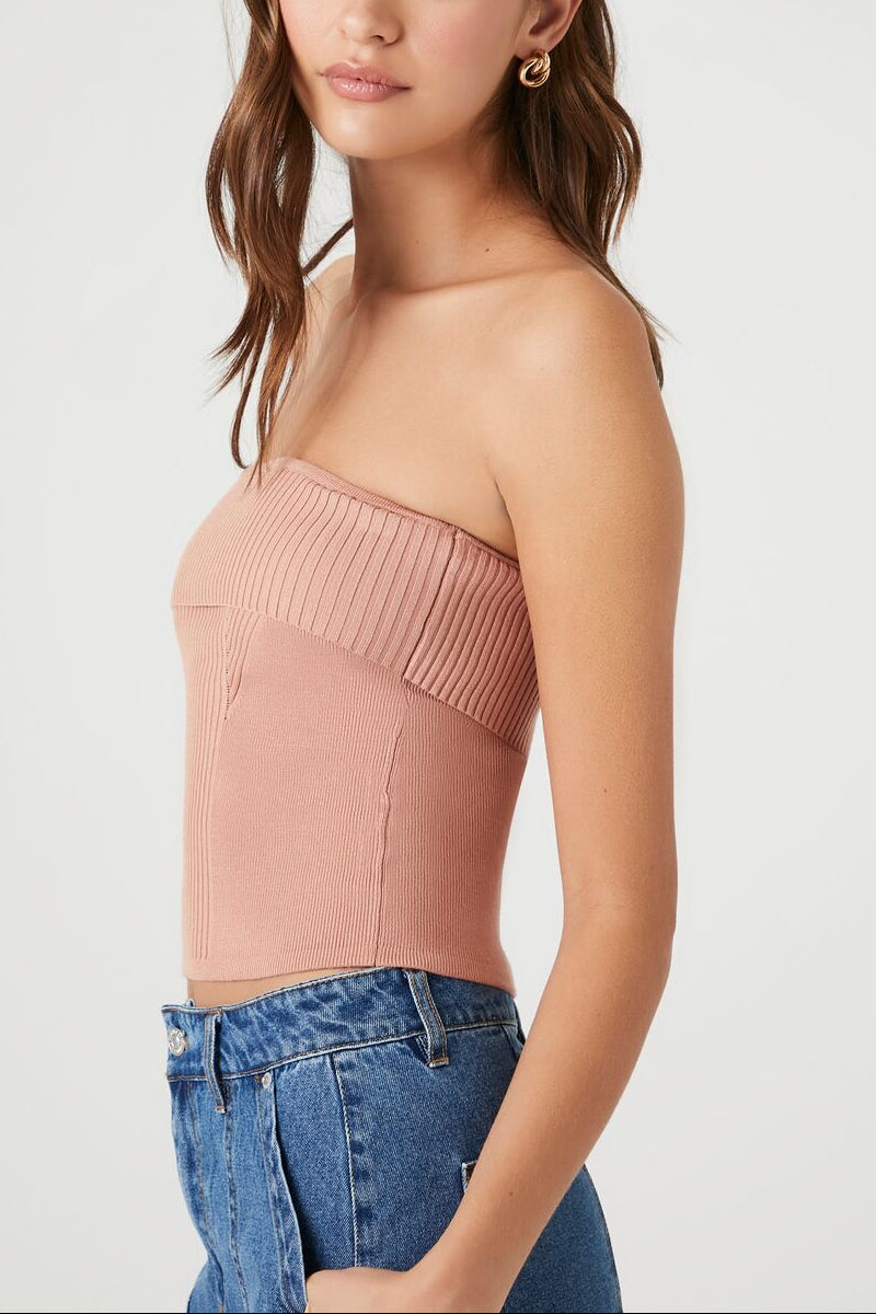  Forever 21 Ribbed Knit Tube Top - almond - Bonton