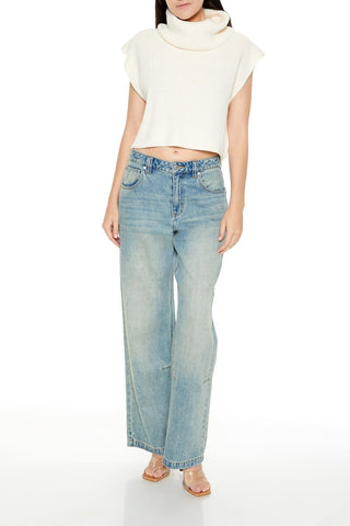 Cropped Sleeveless Turtleneck Sweater