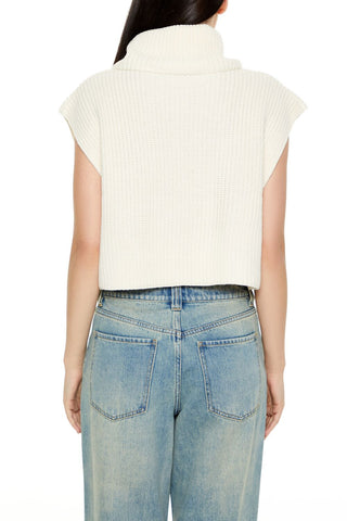 Cropped Sleeveless Turtleneck Sweater