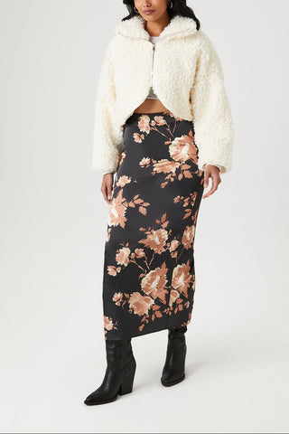 Faux Shearling Cropped Moto Jacket