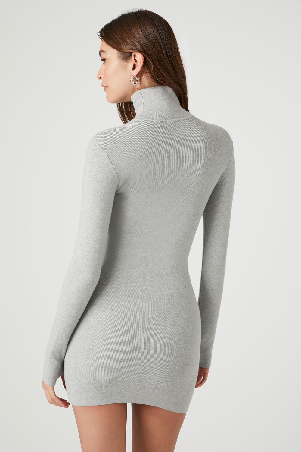  Forever 21 Turtleneck Mini Sweater Dress - chestnut-swatch - Bonton