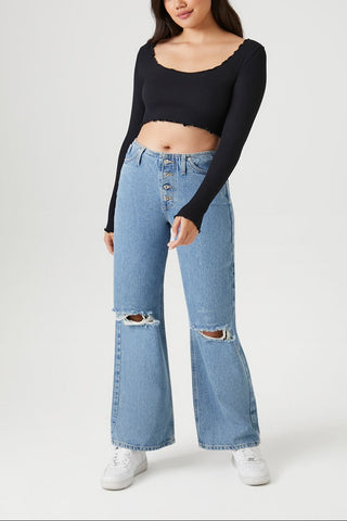 Seamless Lettuce-Edge Crop Top