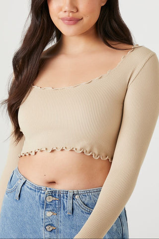 Seamless Lettuce-Edge Crop Top