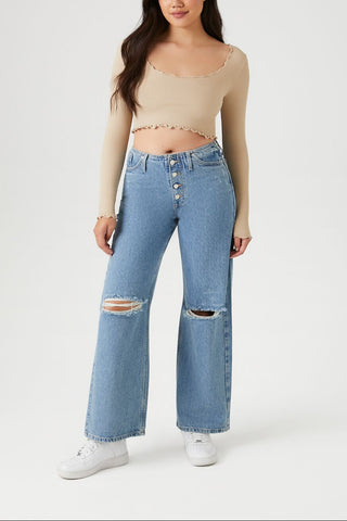 Seamless Lettuce-Edge Crop Top