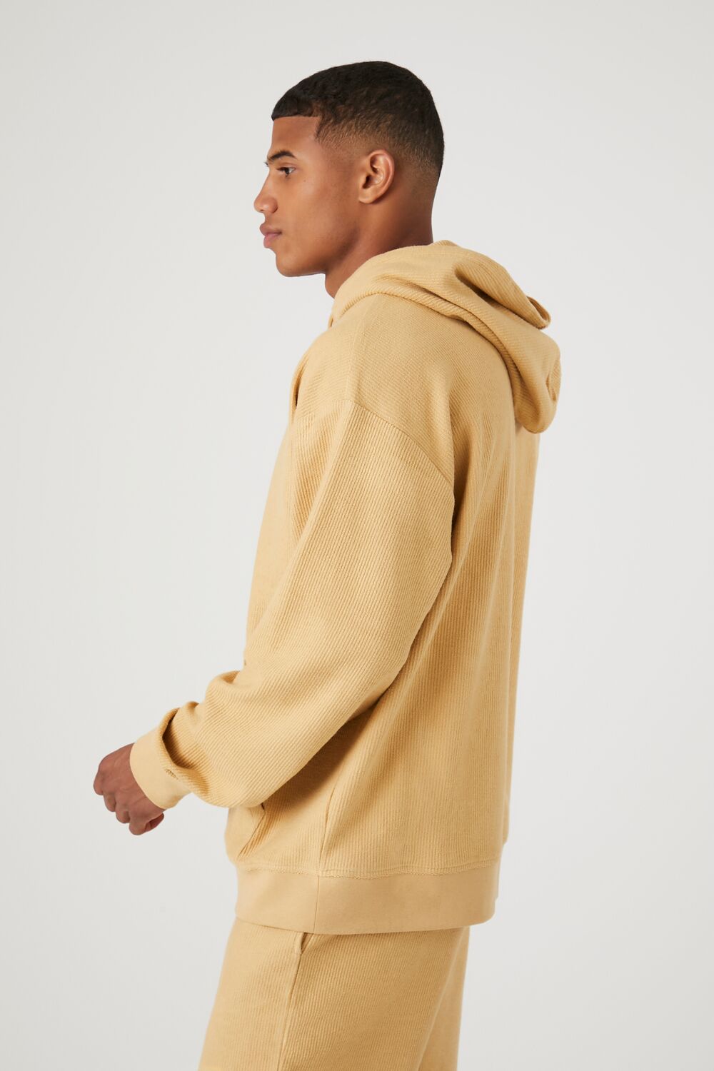  Forever 21 Textured Toggle Drawstring Hoodie - camel - Bonton