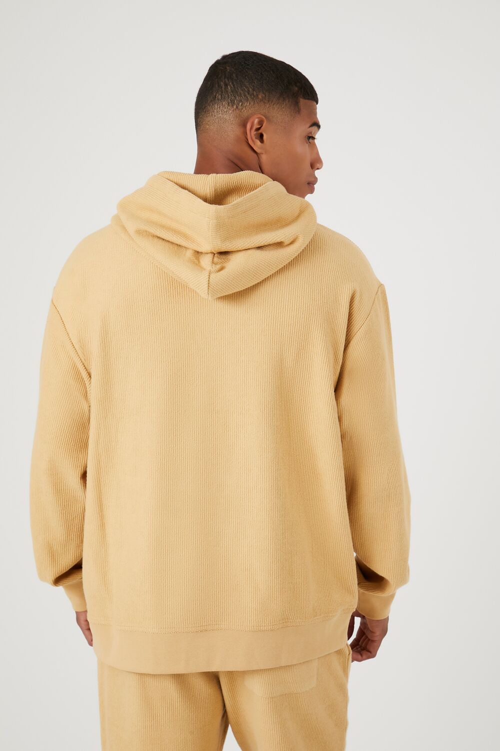  Forever 21 Textured Toggle Drawstring Hoodie - camel - Bonton