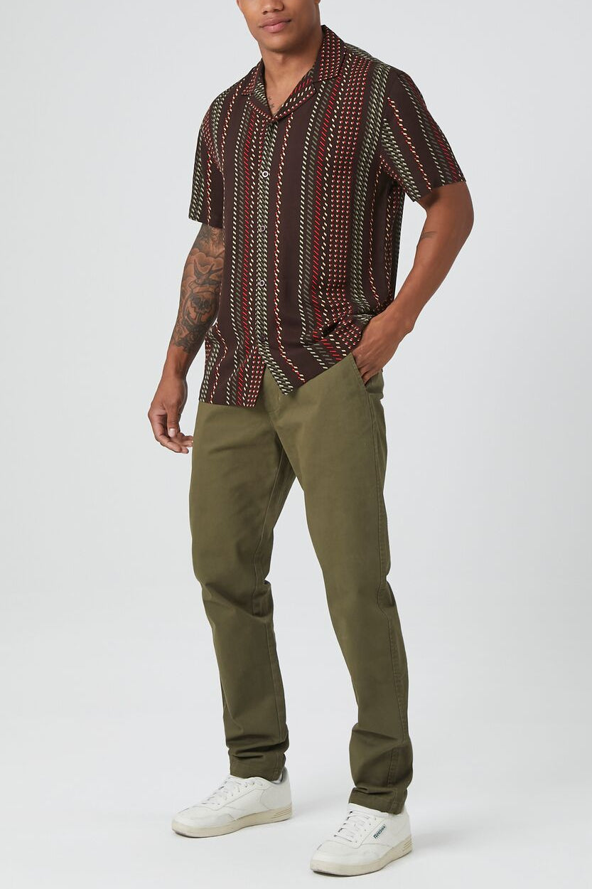  Forever 21 Twill Mid-Rise Slim-Fit Pants - olive - Bonton