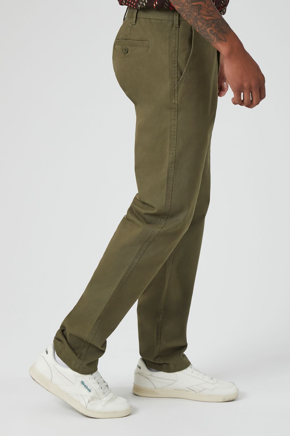  Forever 21 Twill Mid-Rise Slim-Fit Pants - olive - Bonton
