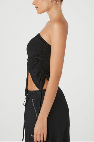 Ruched Drawstring Tube Top