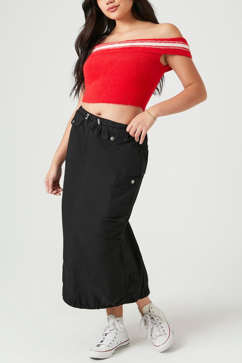  Forever 21 Cargo Midi Skirt - black - Bonton