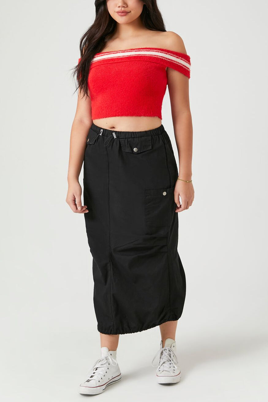  Forever 21 Cargo Midi Skirt - black - Bonton