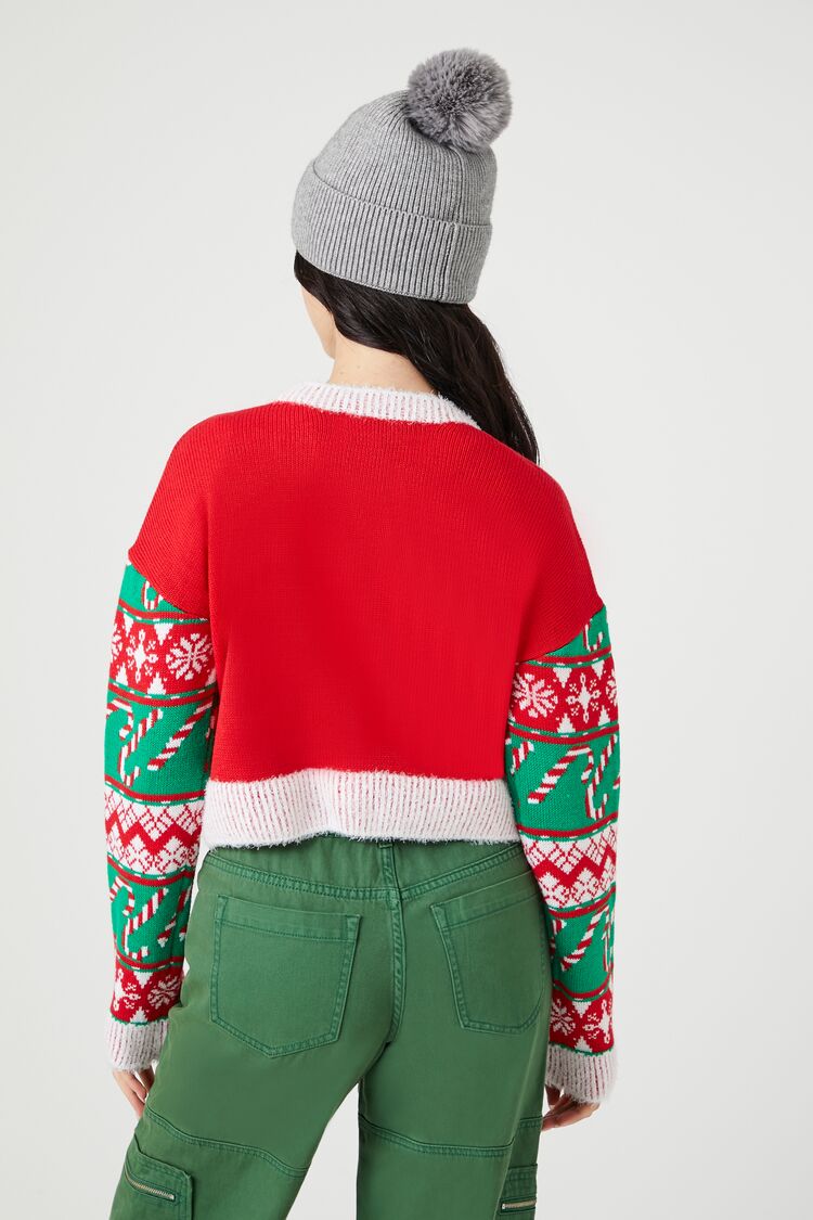  Forever 21 Skiing Santa Cardigan Sweater - red multi - Bonton