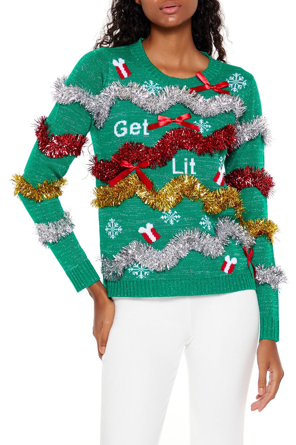  Forever 21 Get Lit Christmas Sweater - green multi - Bonton