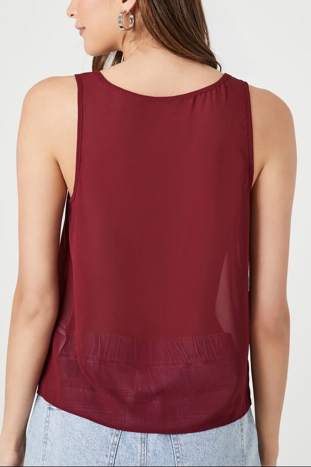  Forever 21 Chiffon Scoop Tank Top - black - Bonton