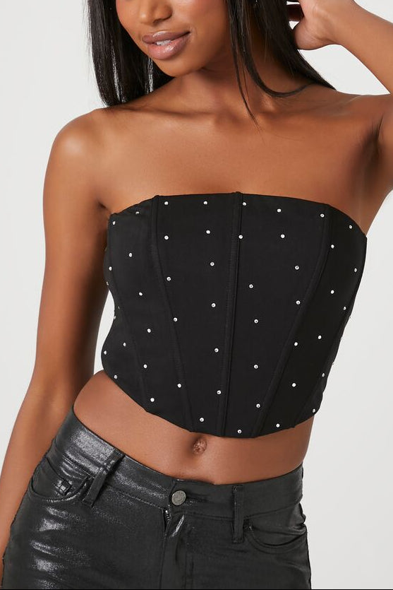  Forever 21 Cropped Corset Tube Top - heather grey - Bonton