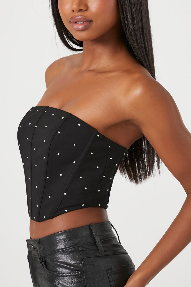  Forever 21 Cropped Corset Tube Top - heather grey - Bonton
