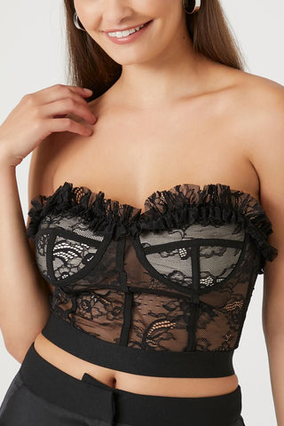 Lace Ruffle-Trim Bustier