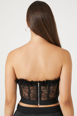 Lace Ruffle-Trim Bustier