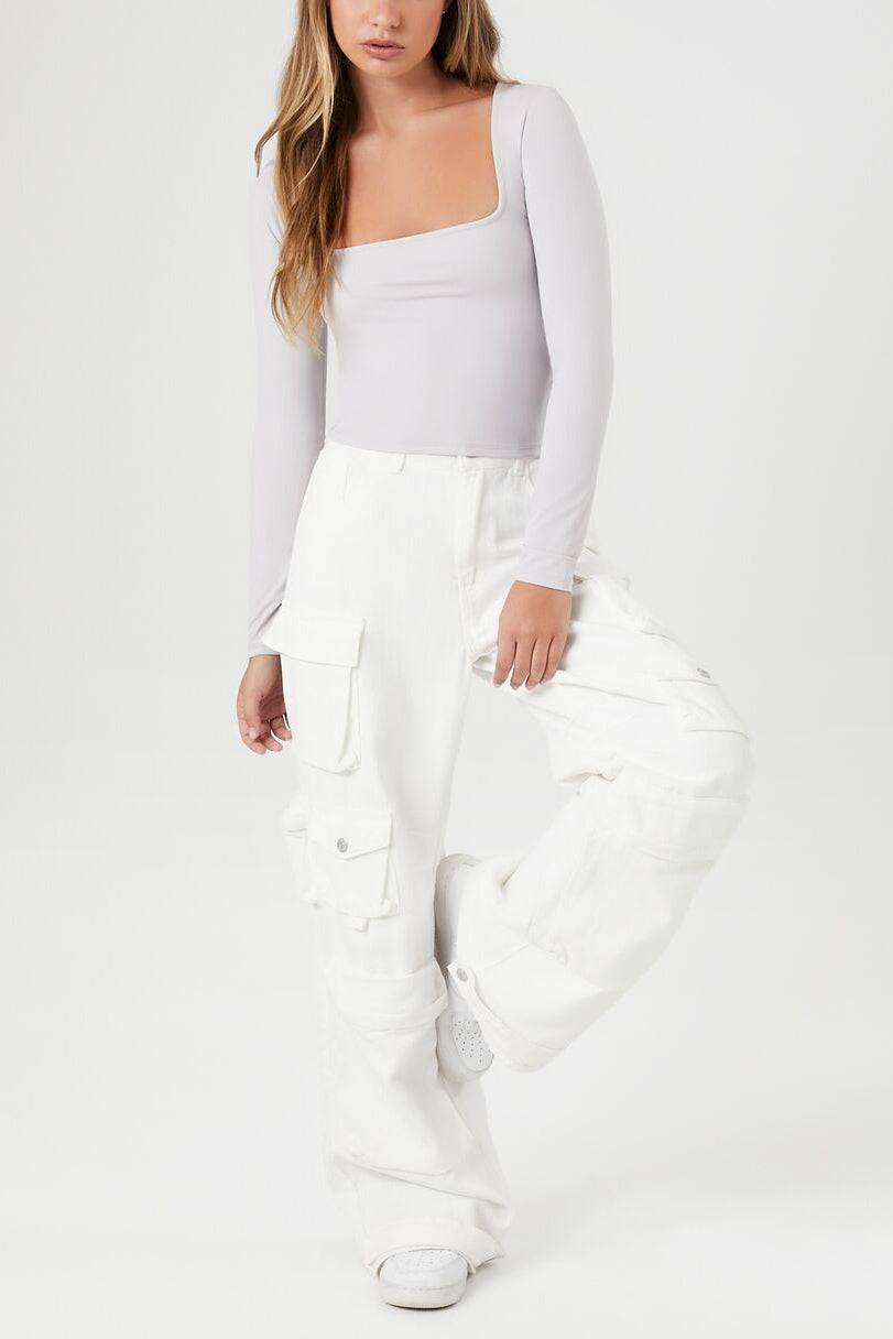  Forever 21 Sculpt Shape Square-Neck Top - cream - Bonton