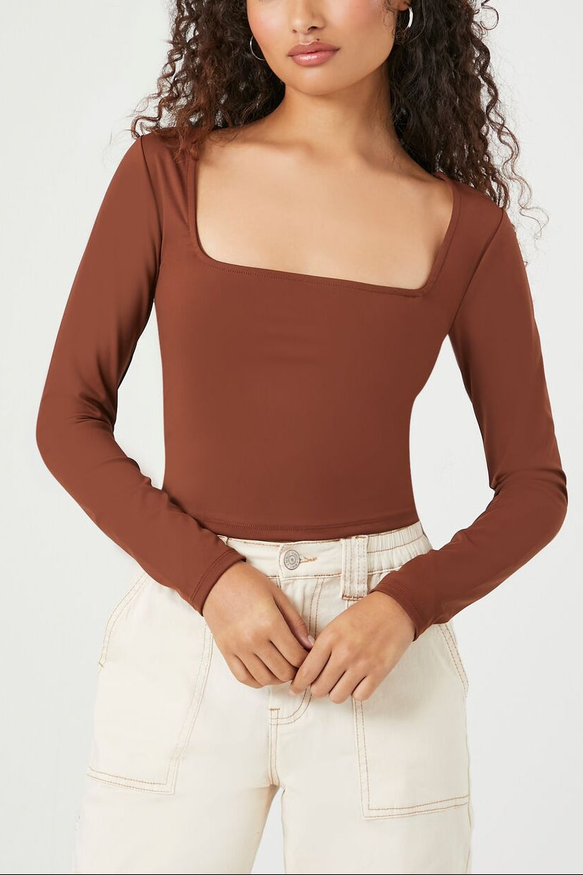  Forever 21 Sculpt Shape Square-Neck Top - cream - Bonton