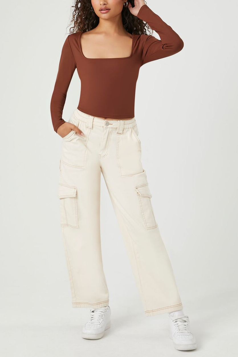  Forever 21 Sculpt Shape Square-Neck Top - cream - Bonton