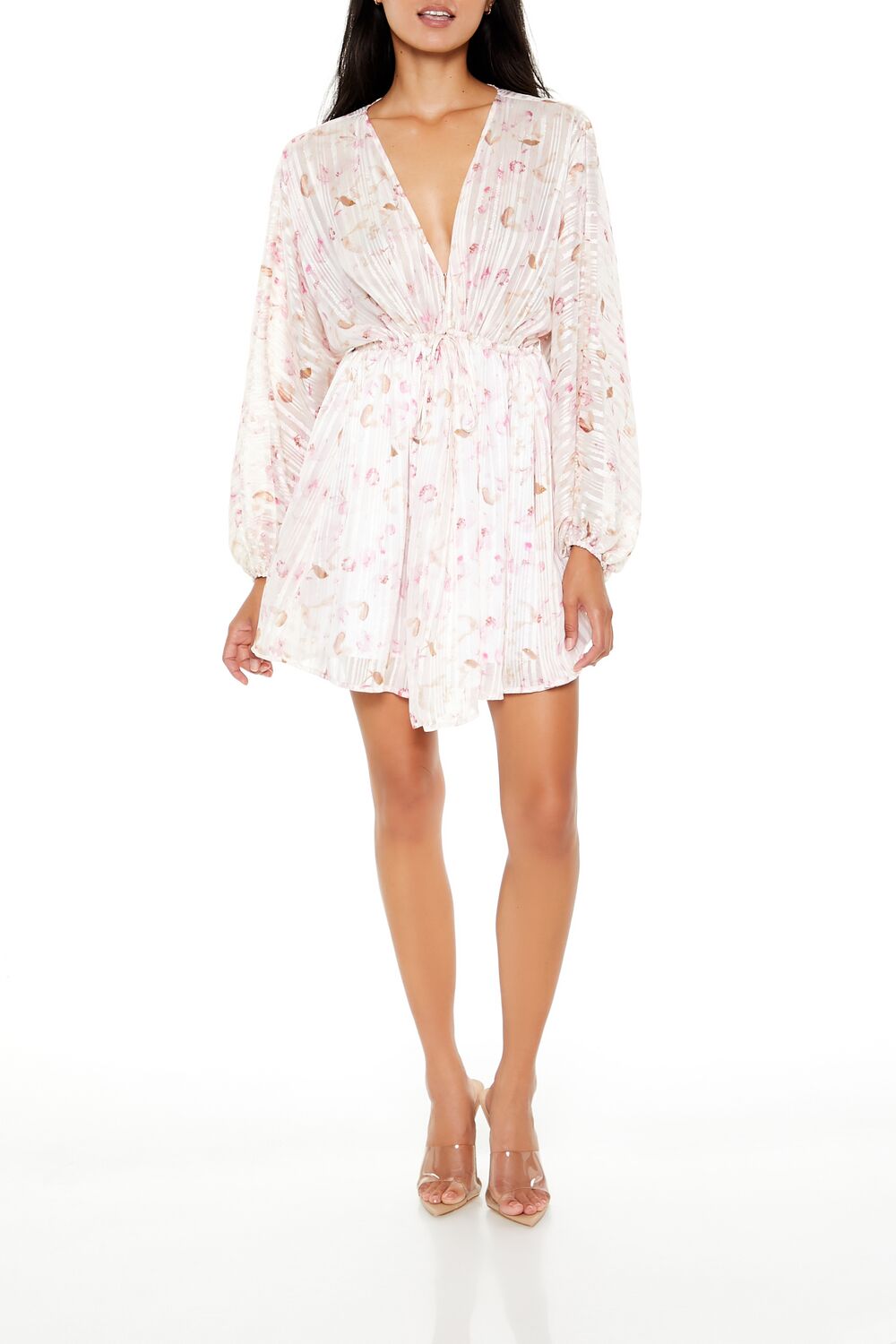  Forever 21 Satin Paisley Plunging V-Neck Mini Dress - black multi - Bonton