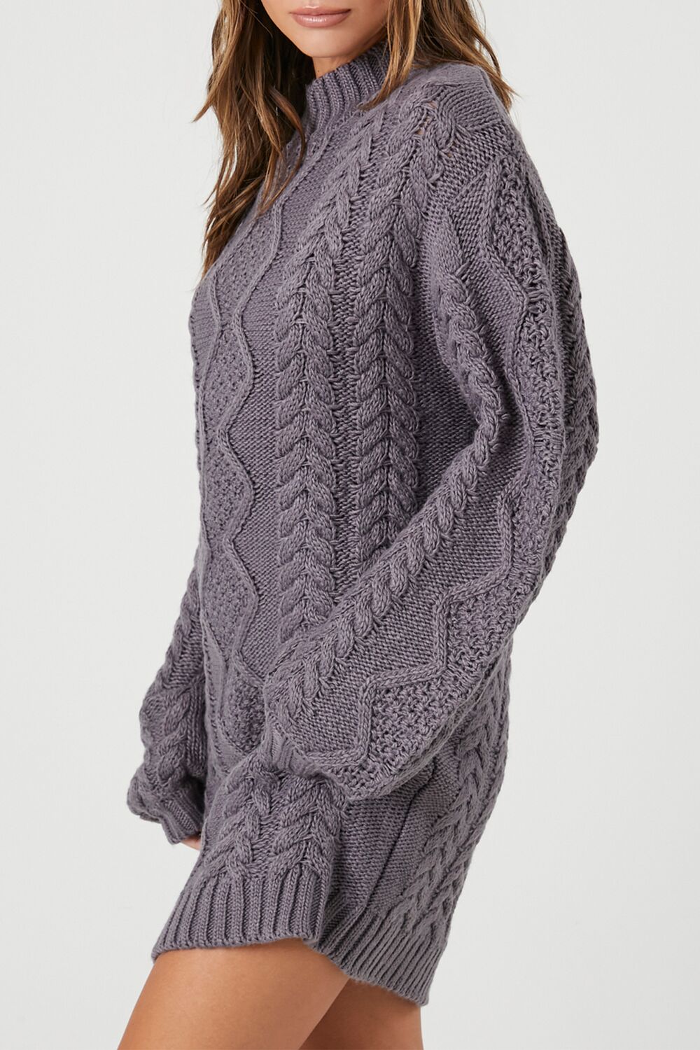  Forever 21 Cable Knit Sweater Mini Dress - charcoal-swatch - Bonton