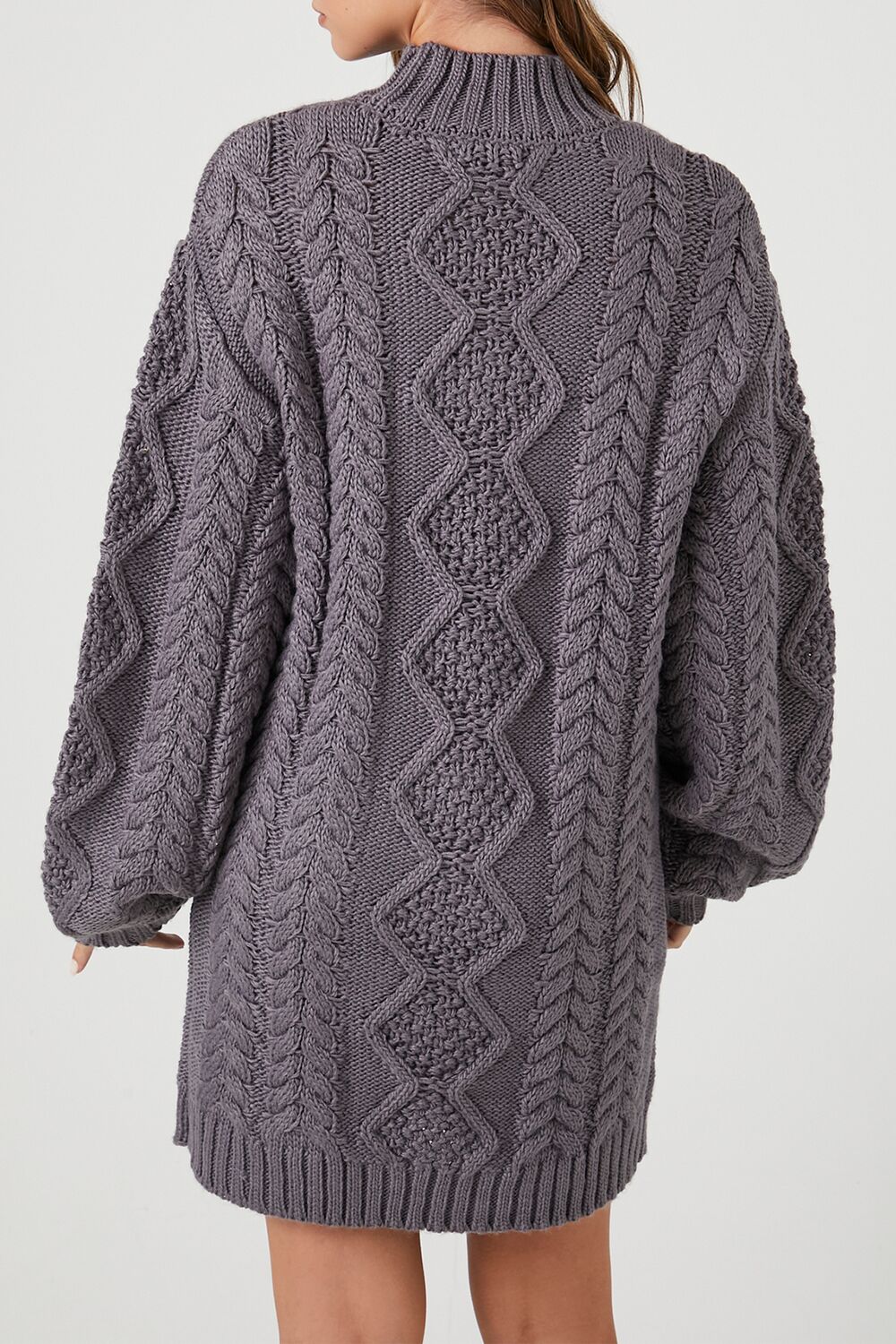  Forever 21 Cable Knit Sweater Mini Dress - charcoal-swatch - Bonton