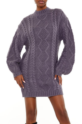 Cable Knit Sweater Mini Dress