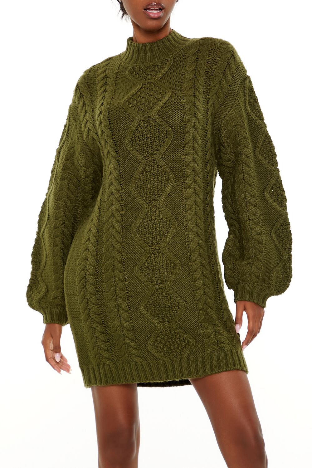  Forever 21 Cable Knit Sweater Mini Dress - charcoal-swatch - Bonton