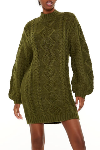 Cable Knit Sweater Mini Dress