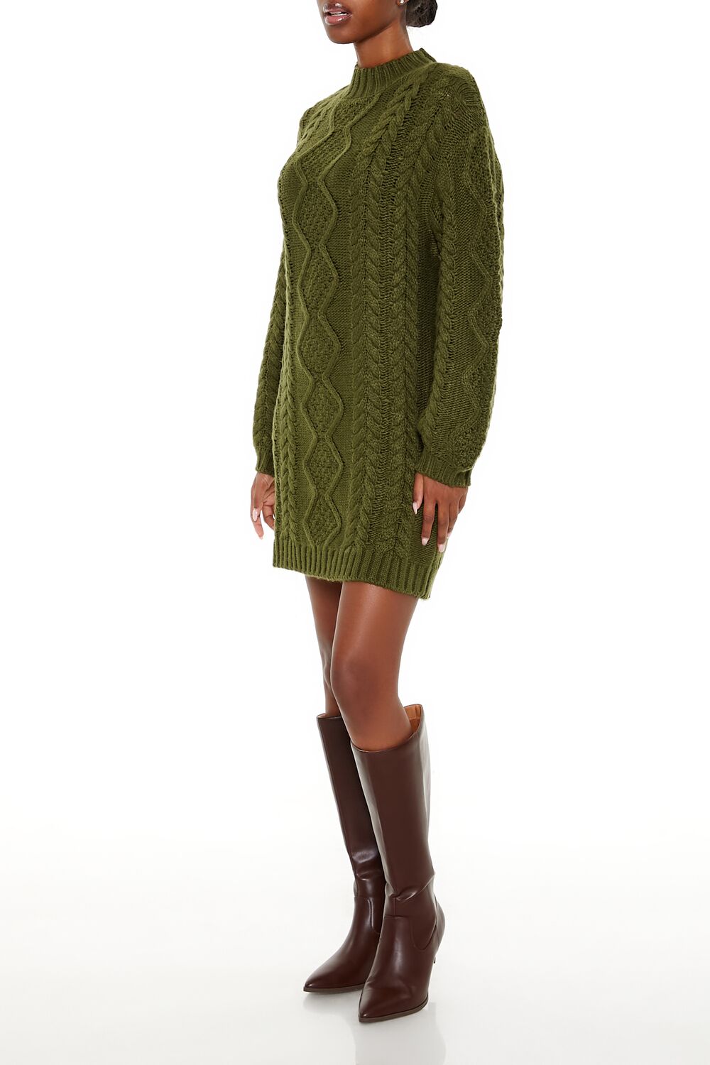  Forever 21 Cable Knit Sweater Mini Dress - charcoal-swatch - Bonton