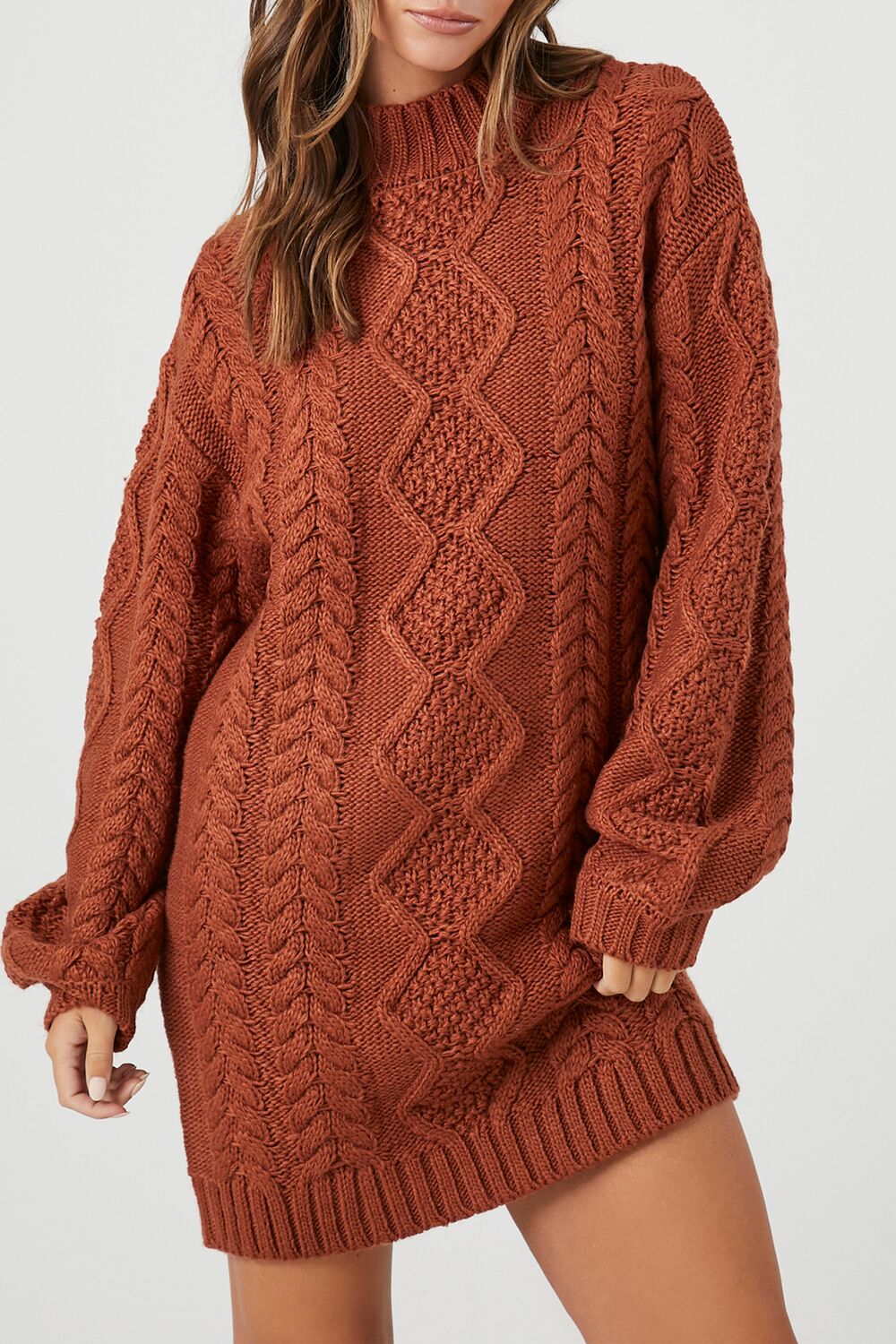  Forever 21 Cable Knit Sweater Mini Dress - charcoal-swatch - Bonton