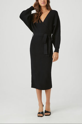 Sweater Midi Wrap Dress