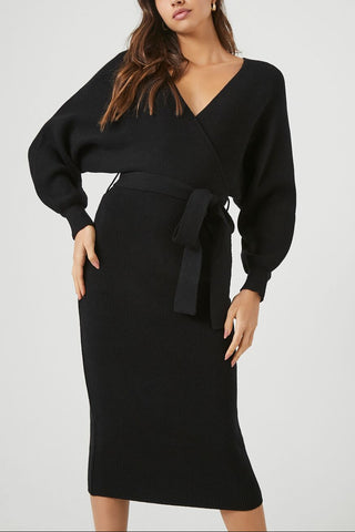 Sweater Midi Wrap Dress