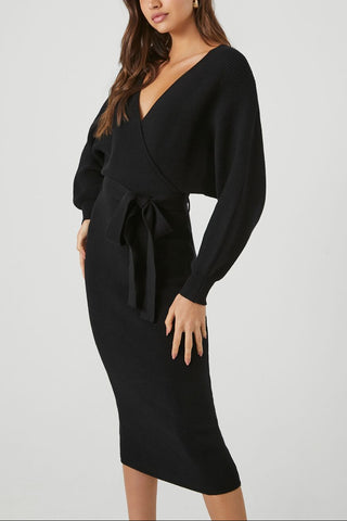 Sweater Midi Wrap Dress