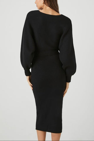 Sweater Midi Wrap Dress