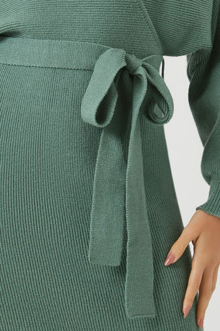 Sweater Midi Wrap Dress