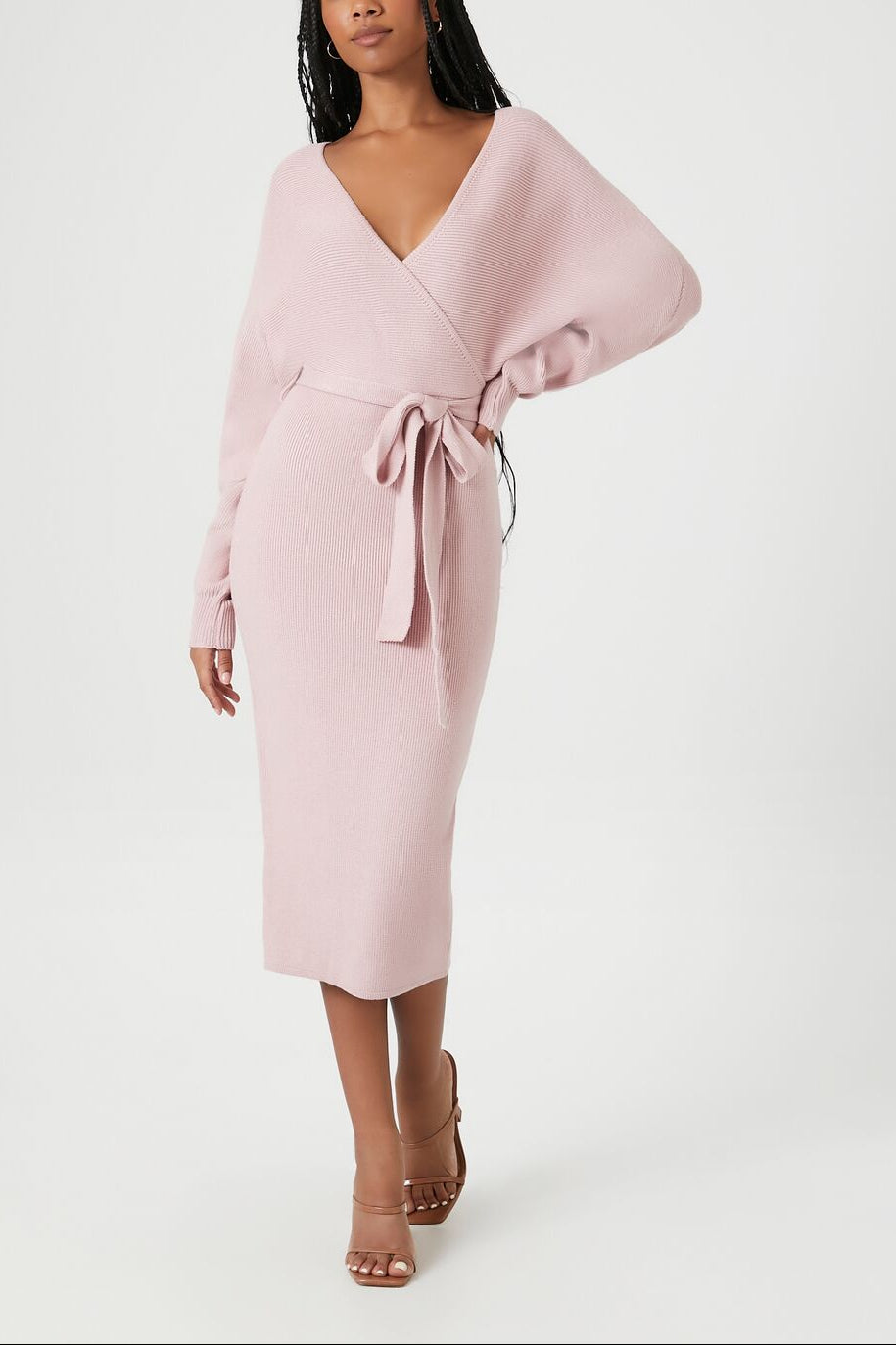  Forever 21 Sweater Midi Wrap Dress - black-swatch - Bonton