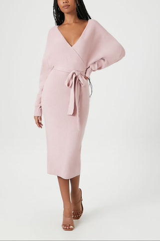 Sweater Midi Wrap Dress