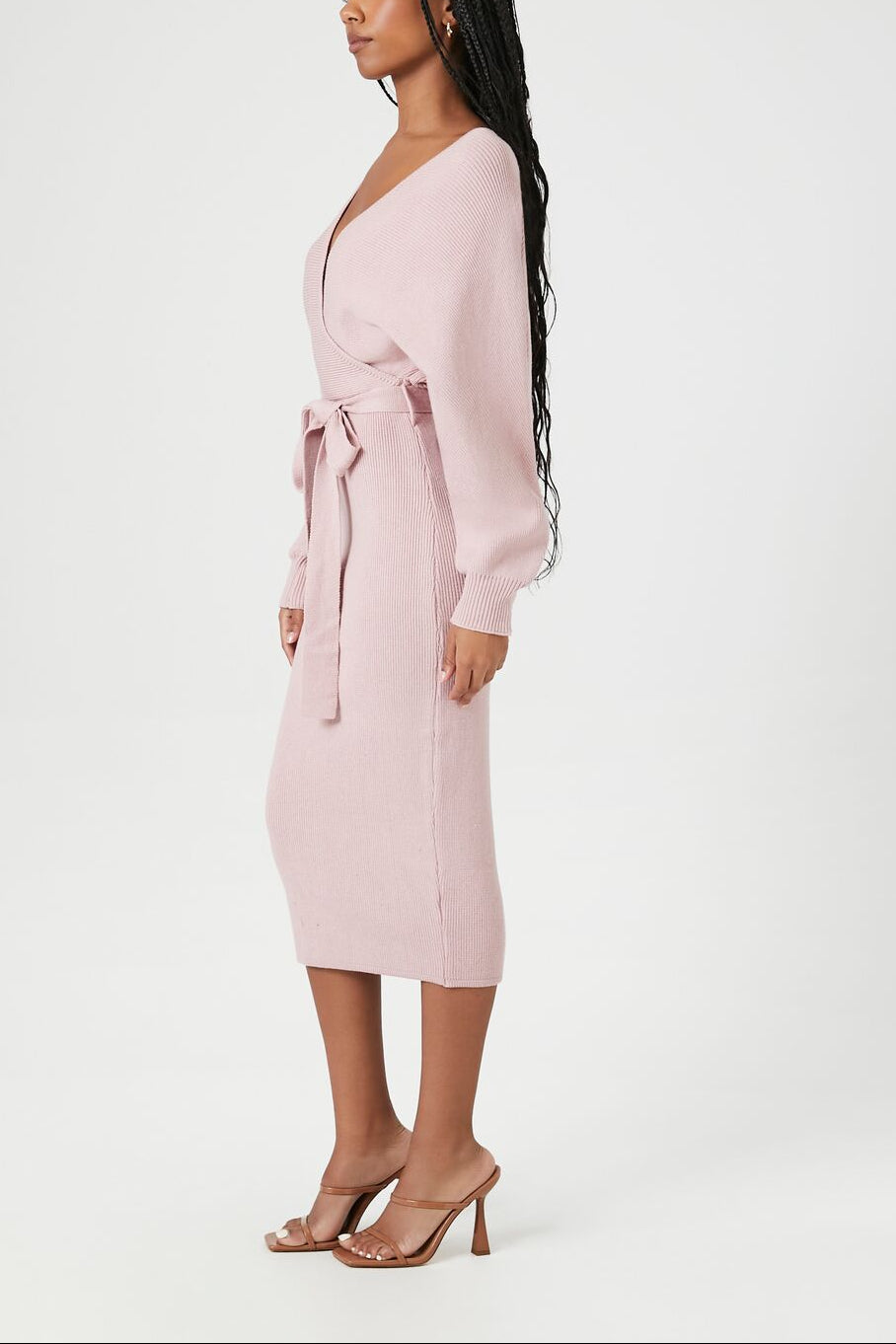  Forever 21 Sweater Midi Wrap Dress - black-swatch - Bonton