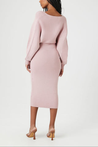 Sweater Midi Wrap Dress