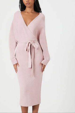 Sweater Midi Wrap Dress