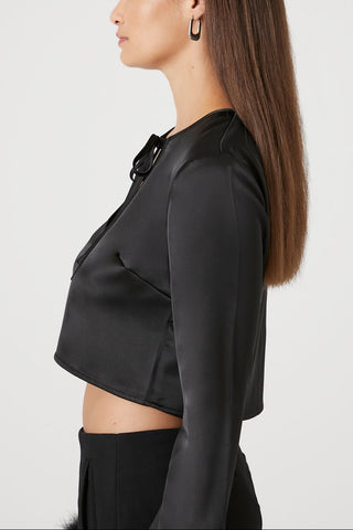 Satin Feather Crop Top