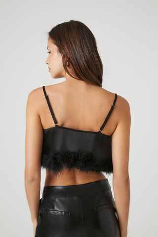 Fur-Trim Cropped Cami