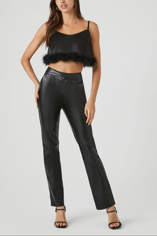 Fur-Trim Cropped Cami